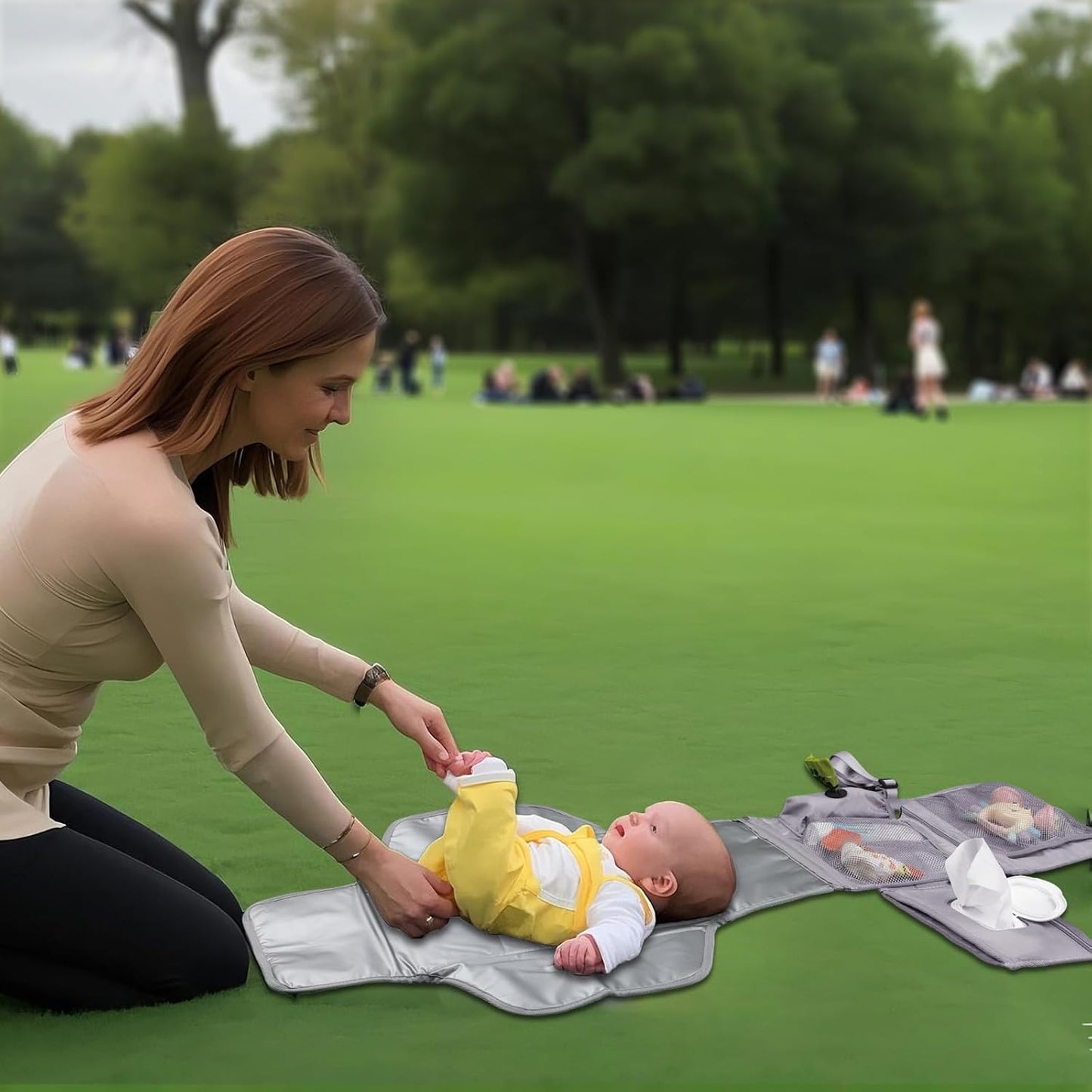 Portable Baby Diaper Changing Pad with Wipe Dispenser and Waste Bag Dispenser Detachable Diaper Changing Travel Bag with Waterproof Changing Mat Well Organized for Changing Kits