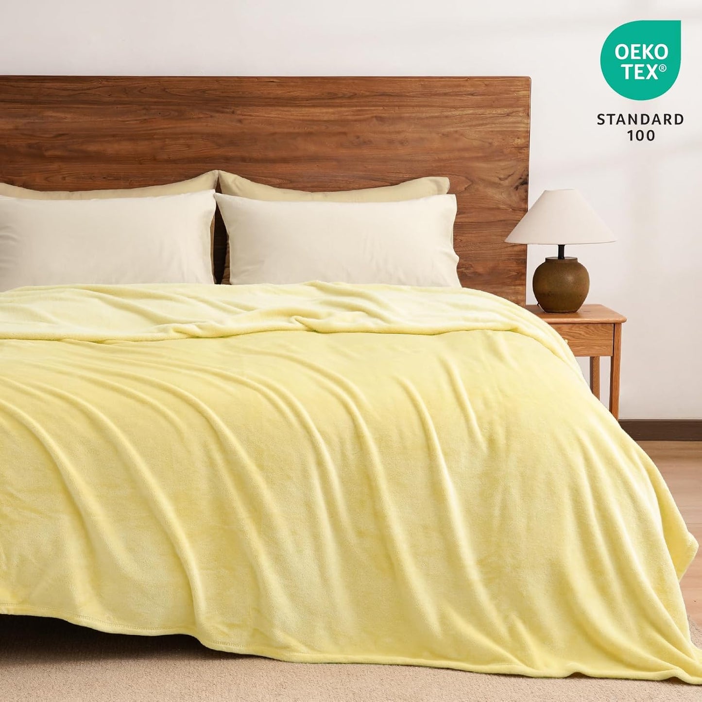 PHF Ultra Soft Fleece Blanket Twin Size, No Shed No Pilling Luxury Plush Cozy 300GSM Lightweight Blanket for Bed, Couch, Chair, Sofa Suitable for All Season, 66" x 90", Yellow