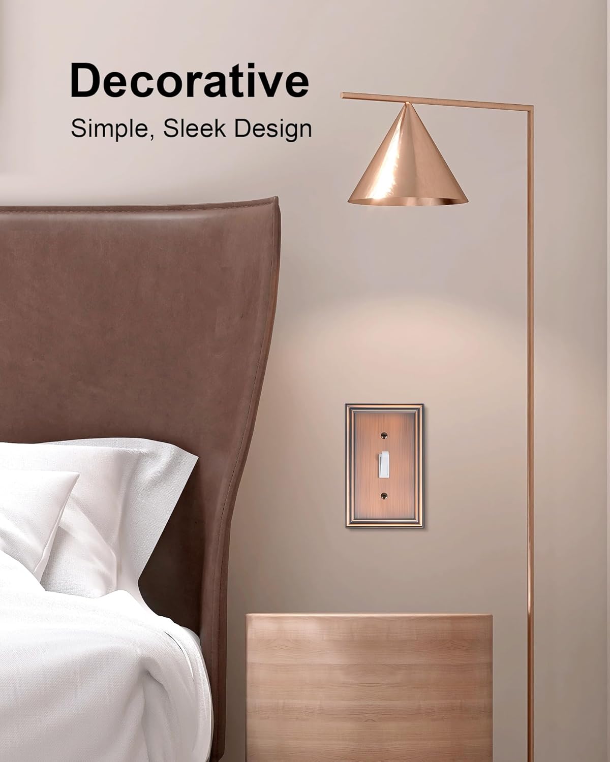 4-Pack Single Toggle Light Switch Cover Plate, Durable Solid Zinc Alloy Decorative Switch Plate Covers, Antique Copper 1 Gang Wall Plate, Corrosion Resistant