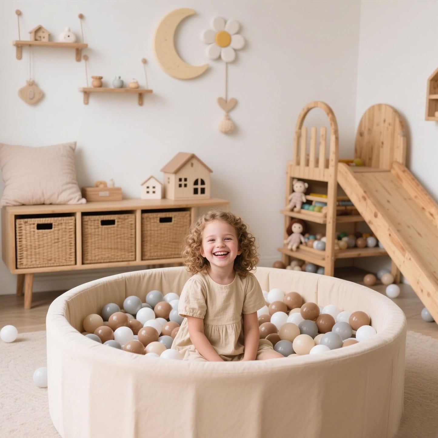 GOGOSO Balls for Ball Pit - Plastic Ball for Toddlers 1-3, Baby Kids Ball Pool Decoration 50 100 200 300 500 1000 (Grey+Coffee+ Beige+White, 500 Balls)