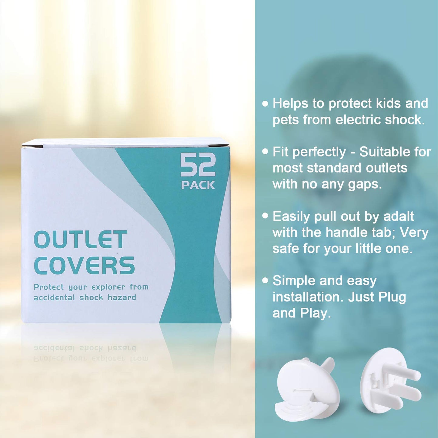 PRObebi Outlet Covers Baby Proofing 52 Pack, Plug Covers for Electrical Outlets, Outlet Plugs Baby Proof for Kids House (White)