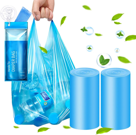 Large Adult Diaper Disposal Bags (18’’x23’’),96 Pcs, Fresh Scented, Elderly Waste Disposal, Baby Diapers Trash Bags, Sanitary Product Disposal at Home and Travel, Blue