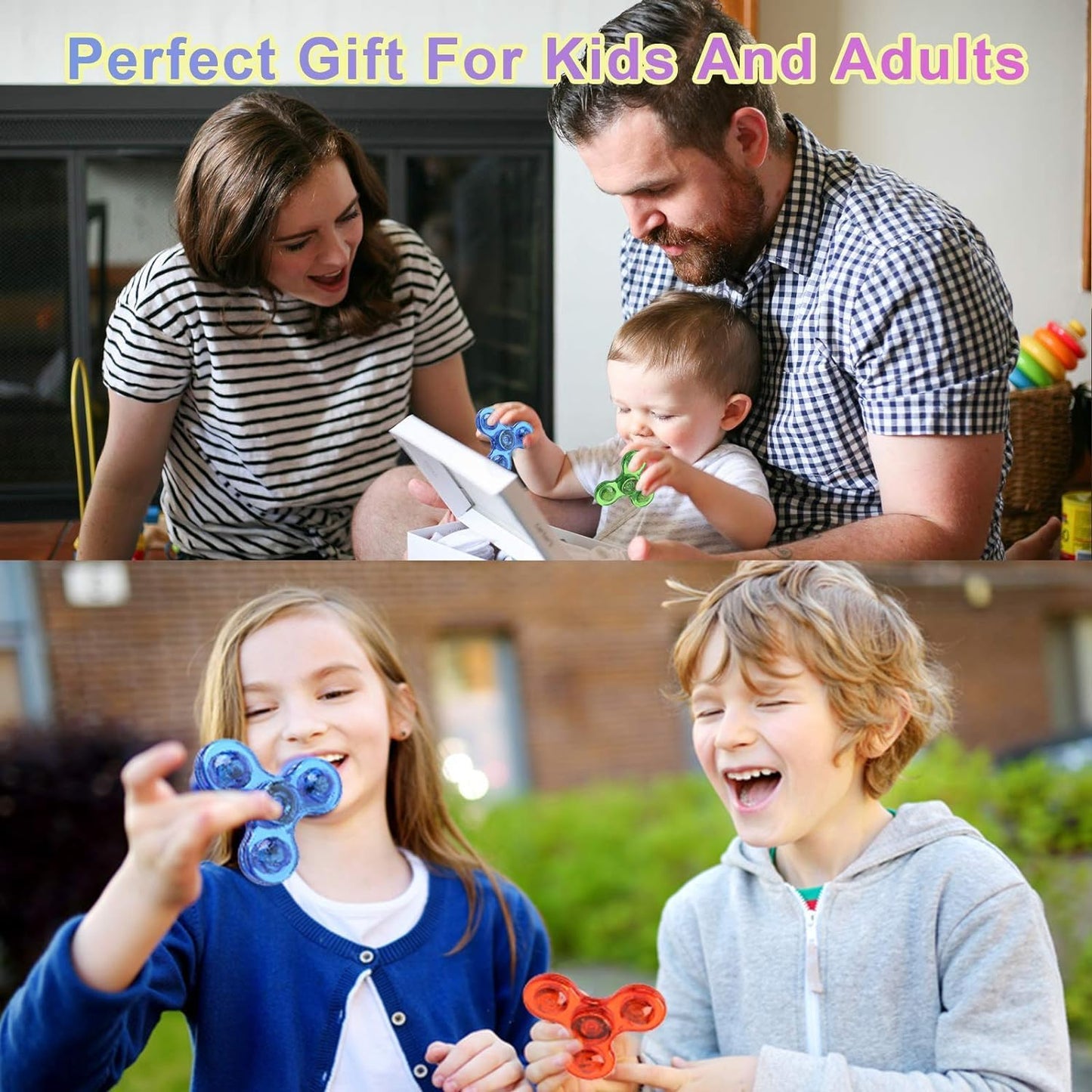 LED Light Fidget Spinners Fidget Toys for Kids and Adult ADHD Stress Reduction and Anxiety Relief Hand Spinners Thanksgiving Christmas Crystal Finger Toy Blue