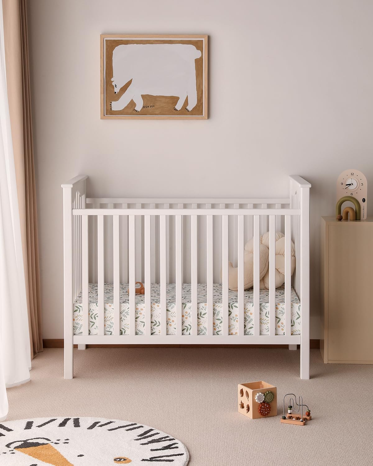 Yoofoss Baby Crib Sheets 2 Pack for Boys and Girls - 52x28 Fitted Crib Sheet Neutral Fits for Standard Crib and Toddler Mattress, Ultra Soft Breathable Microfiber Green Flower