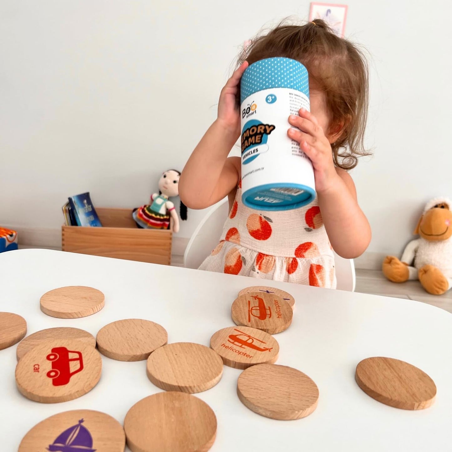 bee smart Wooden Memory Game - Matching Memory Game for Kids 3 and Up, 16Pcs | Educational Toy for Preschool Toddlers Board Games (Robots)