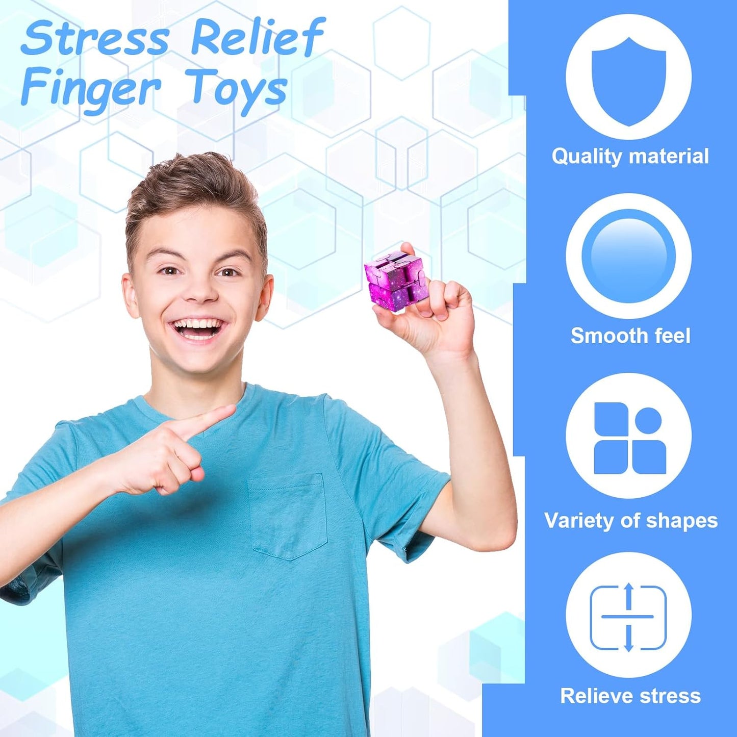 Galaxy Infinity Space Astronaut Infinity Toy Stress and Anxiety Relief Cool Hand Mini Kill Time Cube Toys for ADHD Teens Adults, 5 Styles (Graceful Style, 20 Pieces)