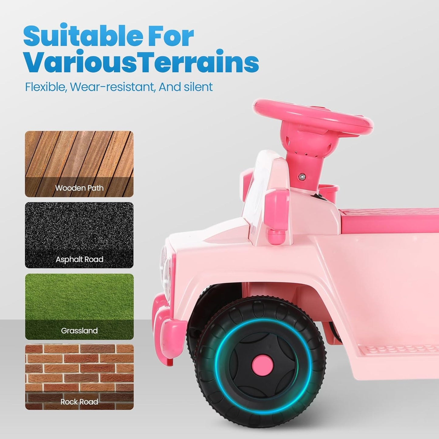 6V Toddler Ride-On Car with Horn LED Front Light Rear Storage and Eyes Theme – Fun & Safe Electric Car for Boys & Girls 18+ Months – Perfect for Little Explorers(Pink Eyes)