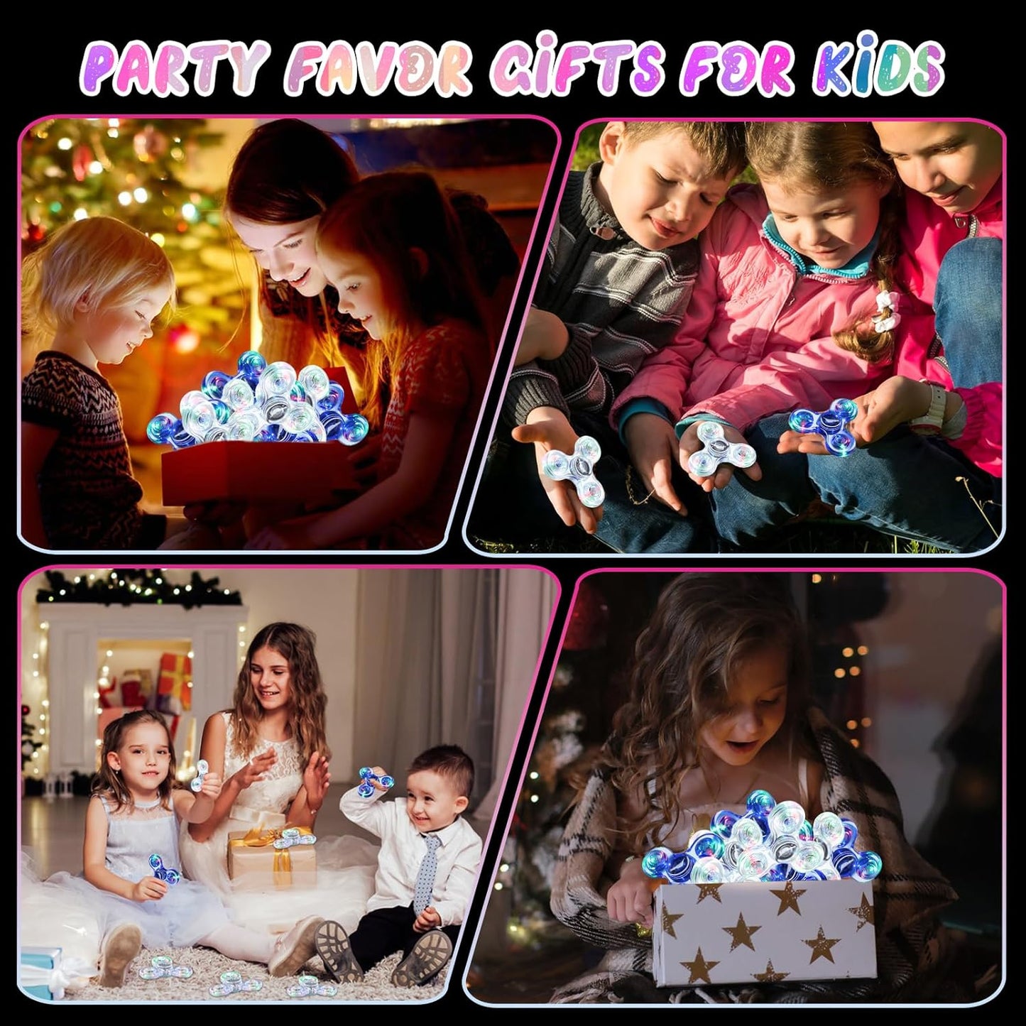 SCIONE 2Pack Fidget Spinners for Kids, LED Light up Sensory Fidget Toys for Kids Adults, Glow in The Dark Toys for Teens Boys Girls Halloween Classroom Prizes, ADHD Stress Anxiety Relief Fidgets