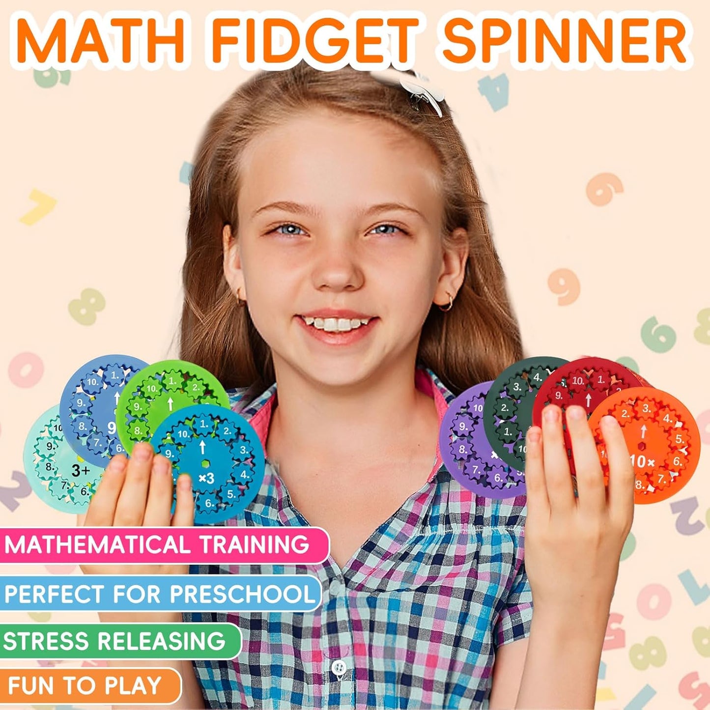 Math Fidget Spinners, Math Fact Fidget Spinners, Math Facts Fidget Spinners (Multiply or Divide 9pcs)