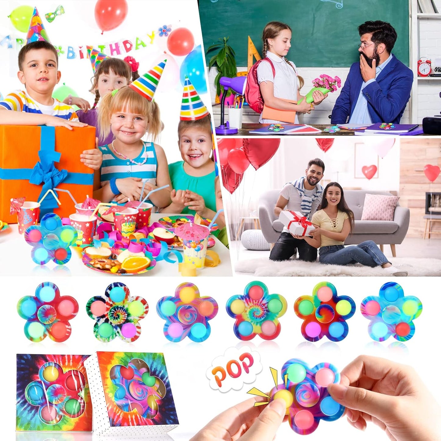 SCIONE Easter Party Gifts for Kids LED Fidget Spinner Bulk 24Pcs, Light up Toys Party Favor for Kids 4-8-12 Goodie Bag Stuffers Classroom Prize Fidgets Packs, Glow in The Dark Toddler Sensory Toys