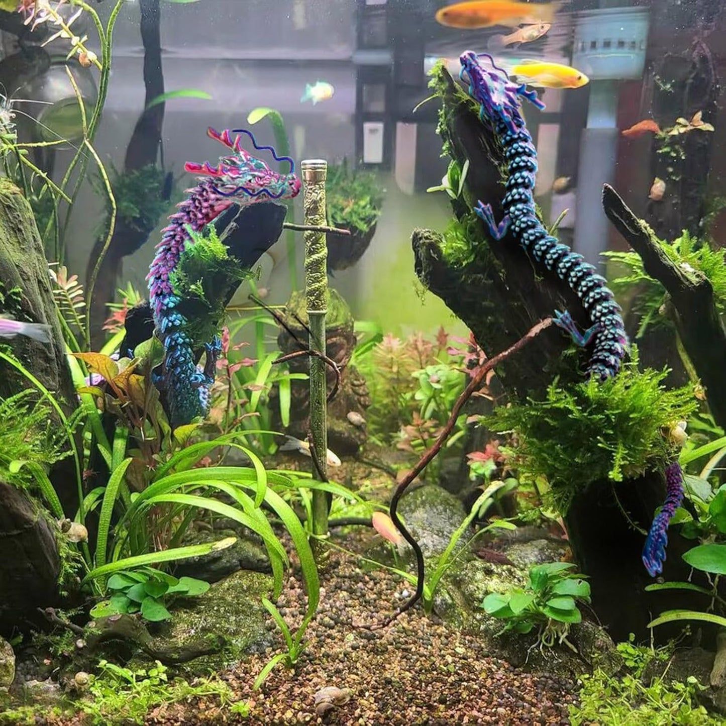 3D Printed Dragon, 17.7 Inch Articulated Dragon, Crystal Dragon, Dragon Fidget Toy, Home Office Decor Executive Desk Toys (BUGN)