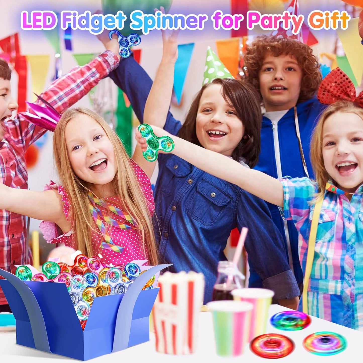 Gigilli Fidget Spinners, Led Light Up Fidget Spinners for Kids 6-12, Party Favors Goodie Bag Stuffers Glow in The Dark Party Supplies, Birthday Fidget Toy Classroom Prizes Return Gifts