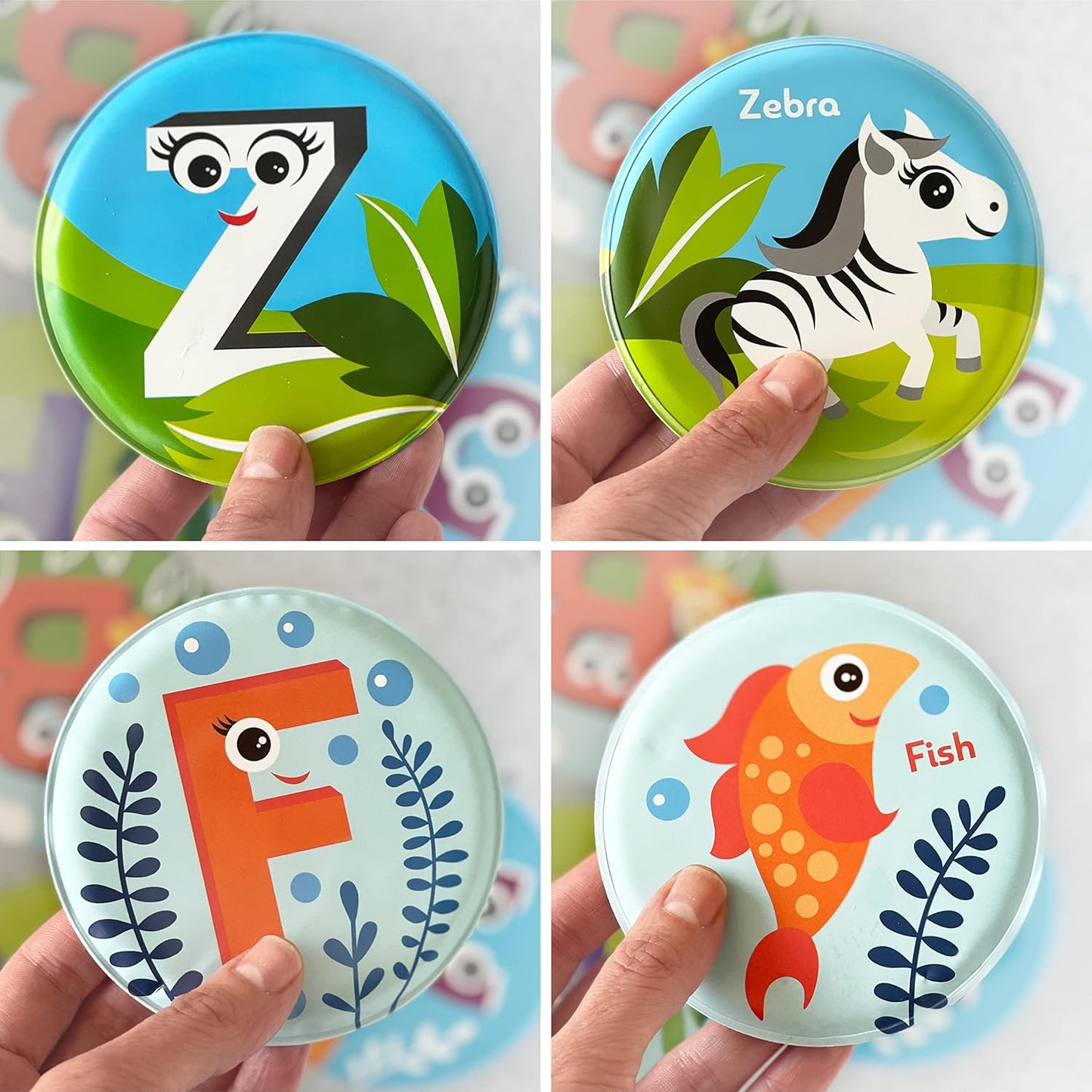 Floating Animals & Alphabet Flash Cards for Bathtub - Preschool Learning Toddler Flash Cards - Educational Bath Toys for 18 Months+ (Set of 26)