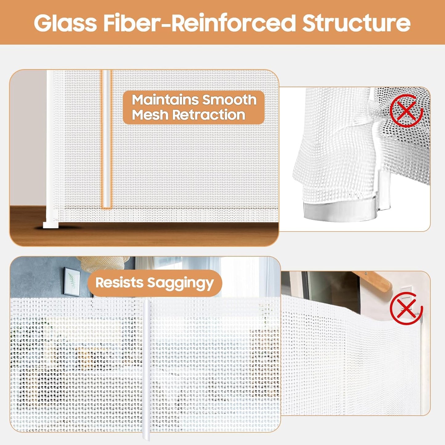 160" Retractable Baby Gates, 42" Extra Tall Upgraded Child Safety Gate with Reinforced Strip Design, Prevent from Crawling Underneath, Extra Wide Dog Gate Baby Gates for Stairs Doorways Indoor Outdoor