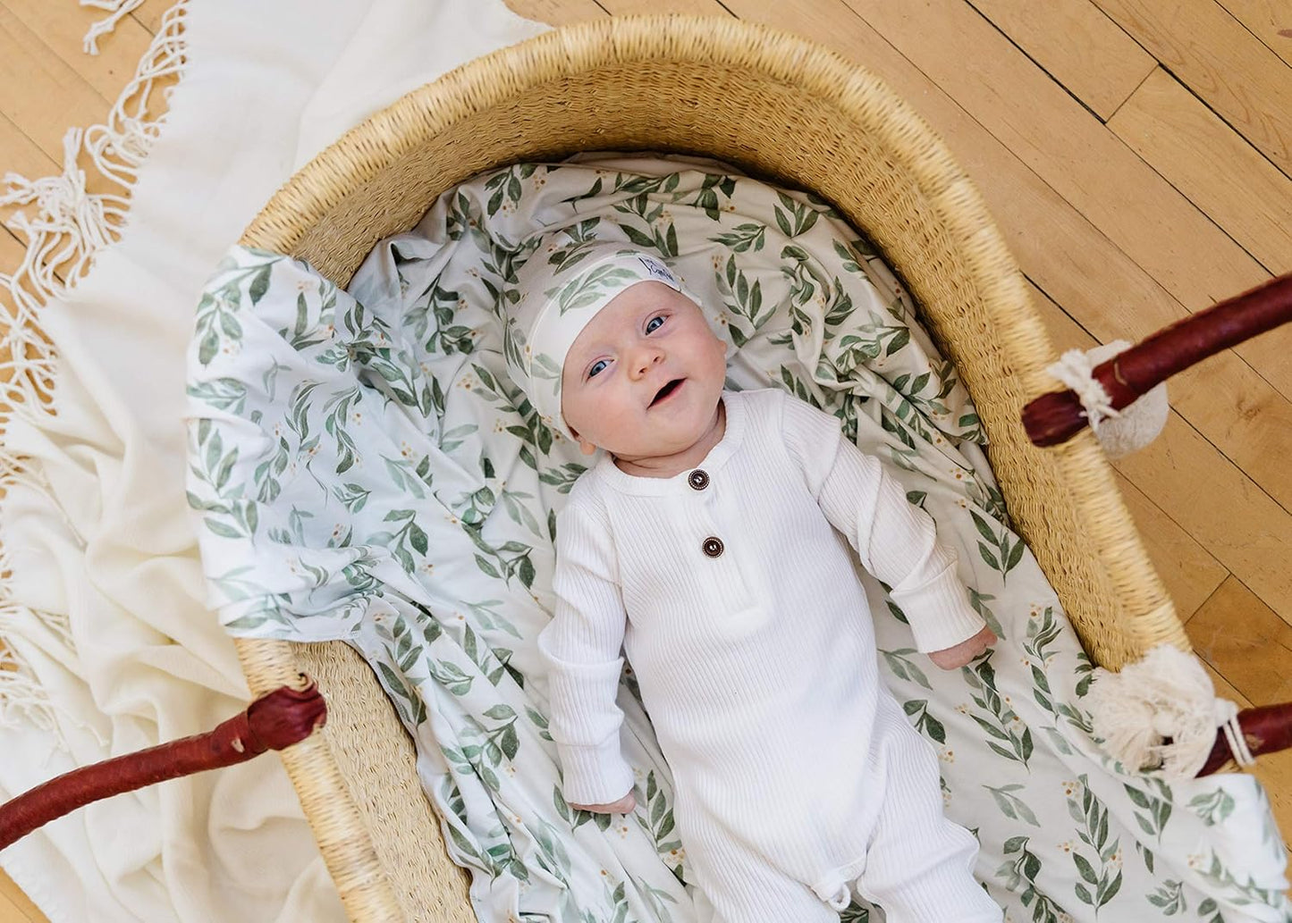 Copper Pearl Large Premium Knit Baby Swaddle Receiving Blanket Fern