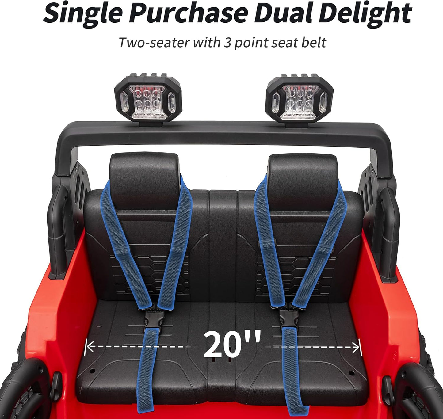 2 Seater Ride on Car Truck, 12V Kids Electric Ride on Toy for Big Kids Age 3-8 w/Remote Control- Red