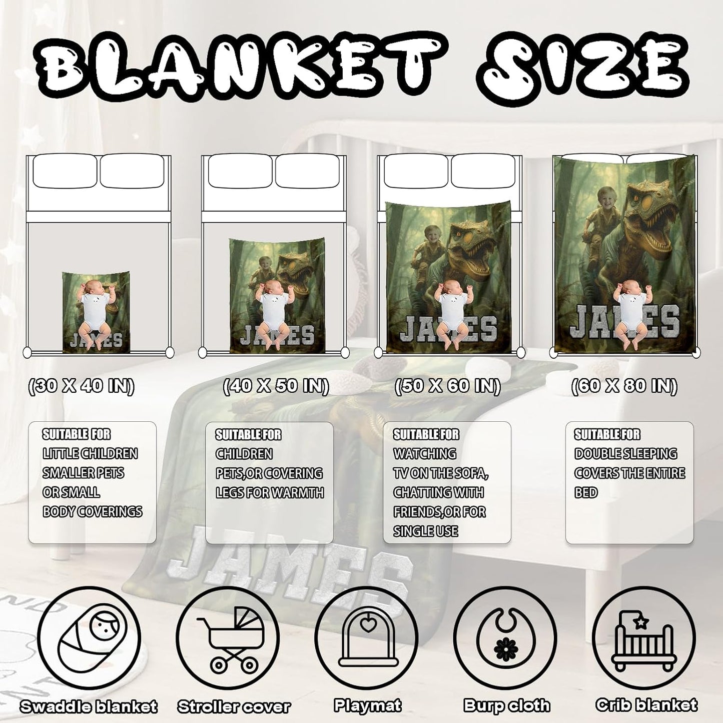 Ship Next Day, Personalized Baby Blanket – Printed in USA, Custom Baby Blanket for Boys & Girls, Baby Blanket with Name, Baby Shower, Easter, Christmas, Birthday Newborn & Toddler Gifts, Baby Gifts