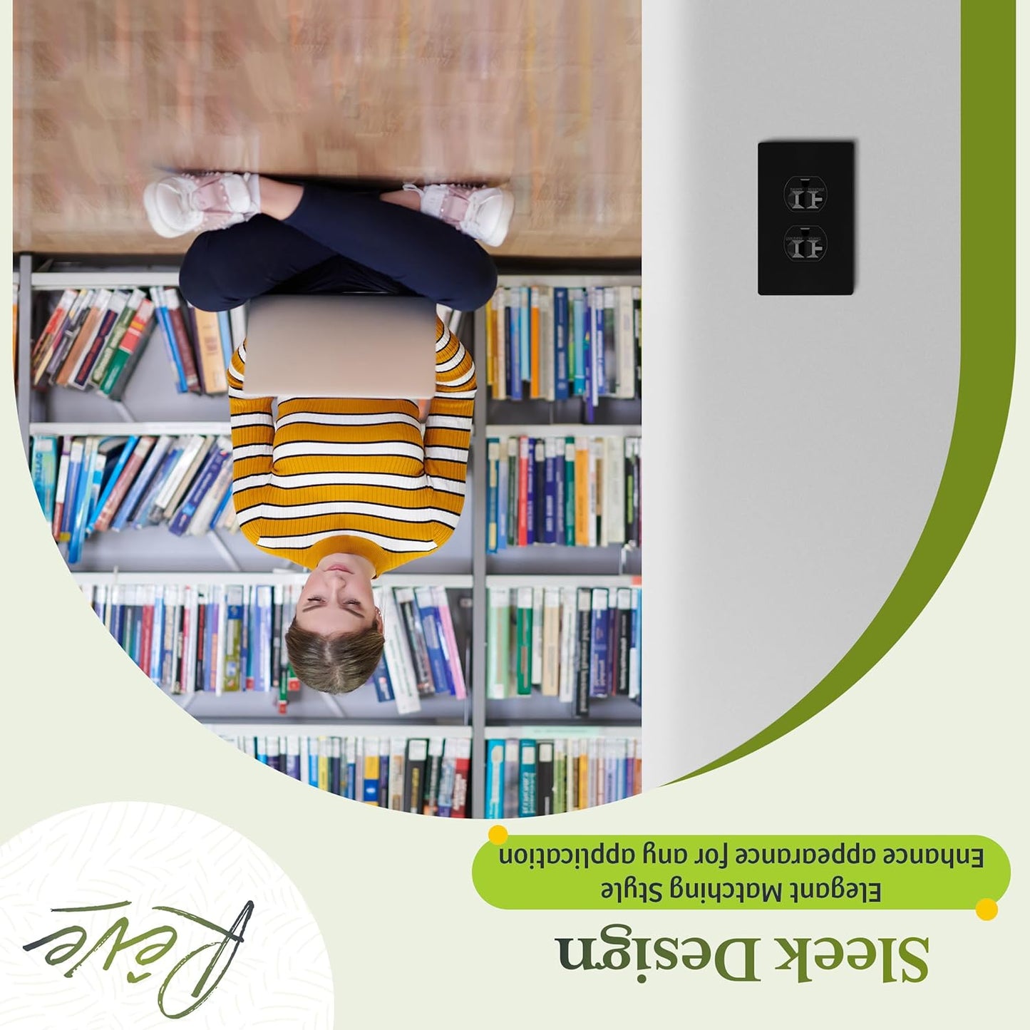 TG SP-S1-BK Duplex Outlet Receptacle Cover, Screwless Wall Plate, Standard Size, 1-Gang 4.68" x 2.93", Unbreakable Polycarbonate Thermoplastic, UL Listed, SP-S1-BK-10PCS, Black, 10 Pack