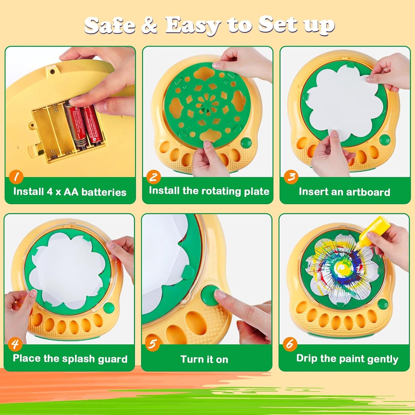 Arts and Crafts for Kids Ages 4-8,Paint Spin Art Machine Kit,Art Craft Set for 6-9 Year Old,Cool Painting Spinner Toys Kits Set,Art Supplies Birthday Gifts for Boy Girl Ages 6 7 8 9 10 11 12 Green