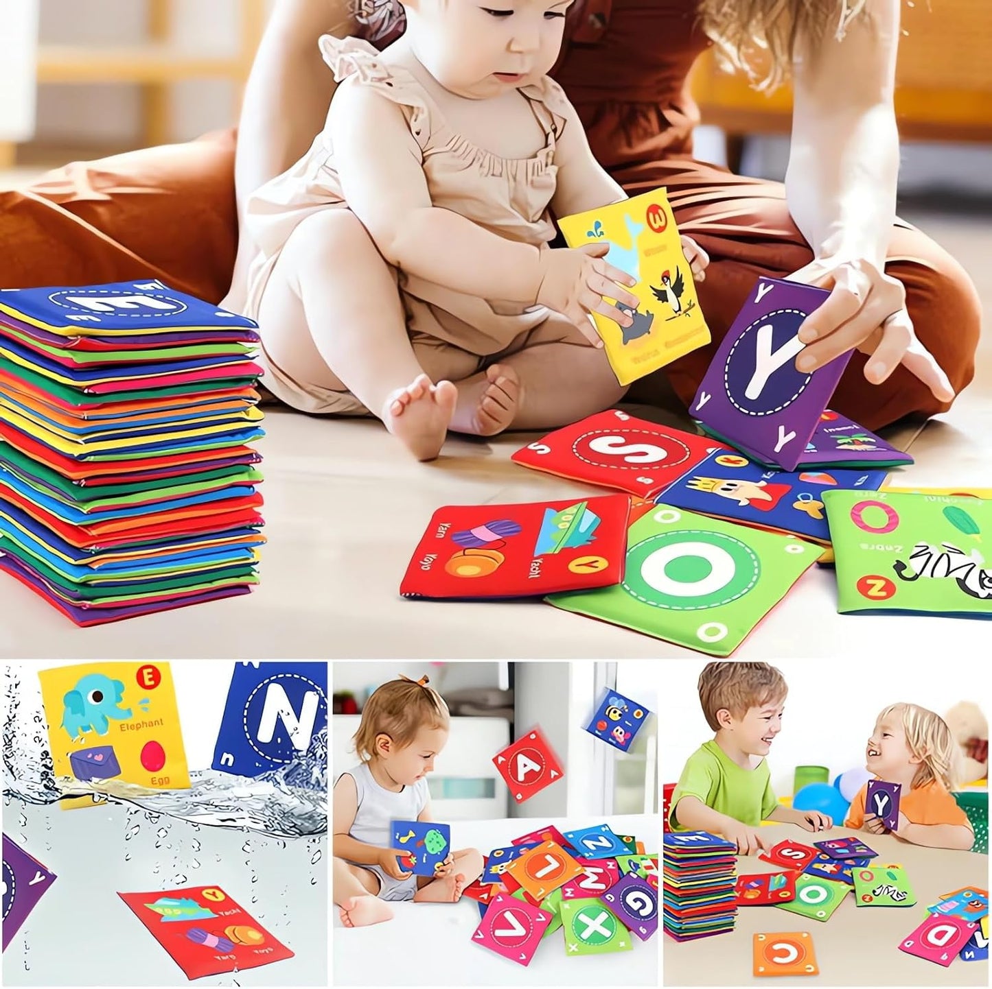 Early Childhood Enlightenment Book 26 Pieces Toddler Soft Alphabet ABC Letter Number Flash Cards Baby Soft Cloth Bath Books Infant Crinkle First Books Toys Sensory Books Learning Flashcards (Number)