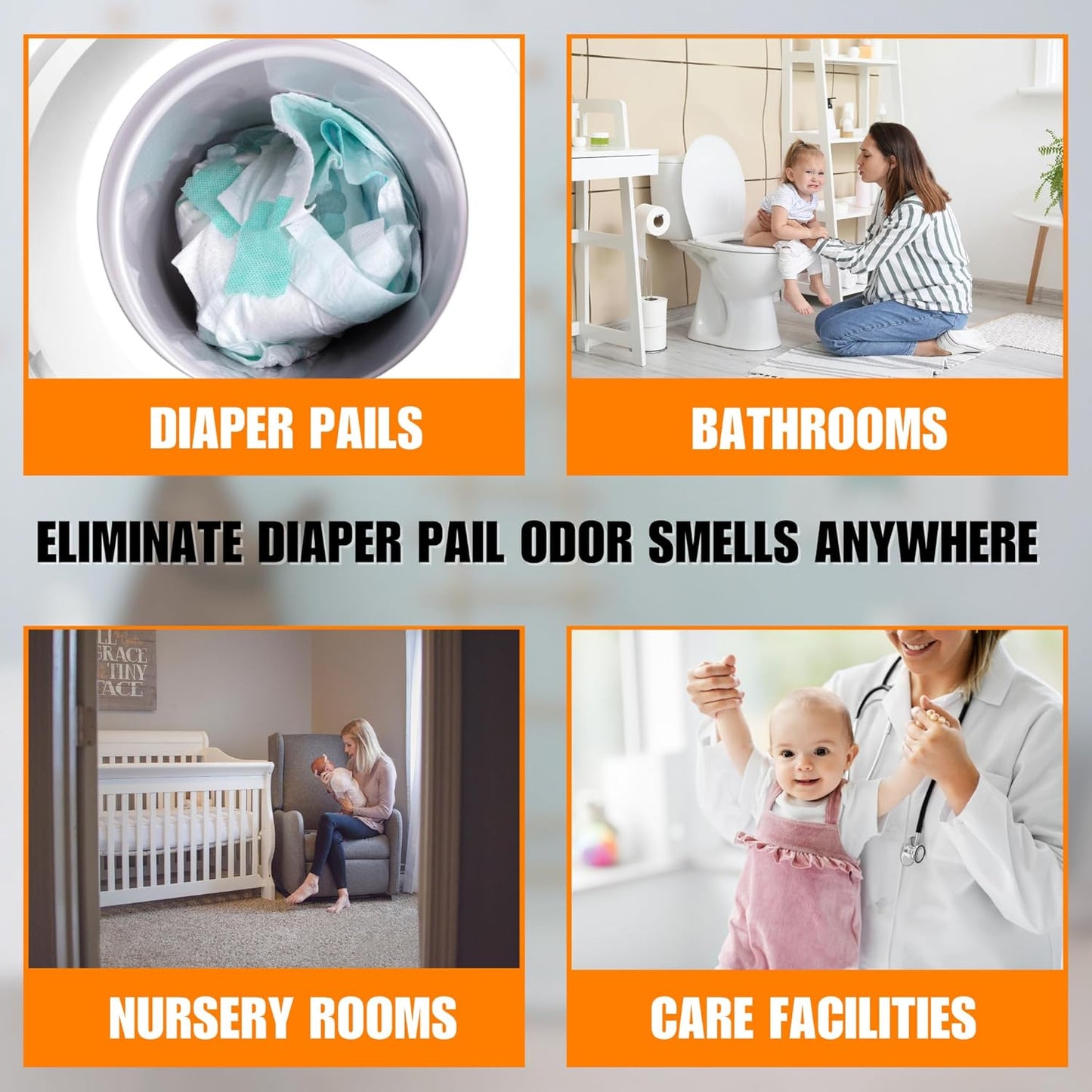 SMELLEZE Diaper Pail Deodorizer, Odor Eliminator for Diaper Pail, Baby Poop Deodorizer & Human Urine Odor Eliminator, Deodorizes Infant & Adult Diaper Pails - 2 lb. Granules