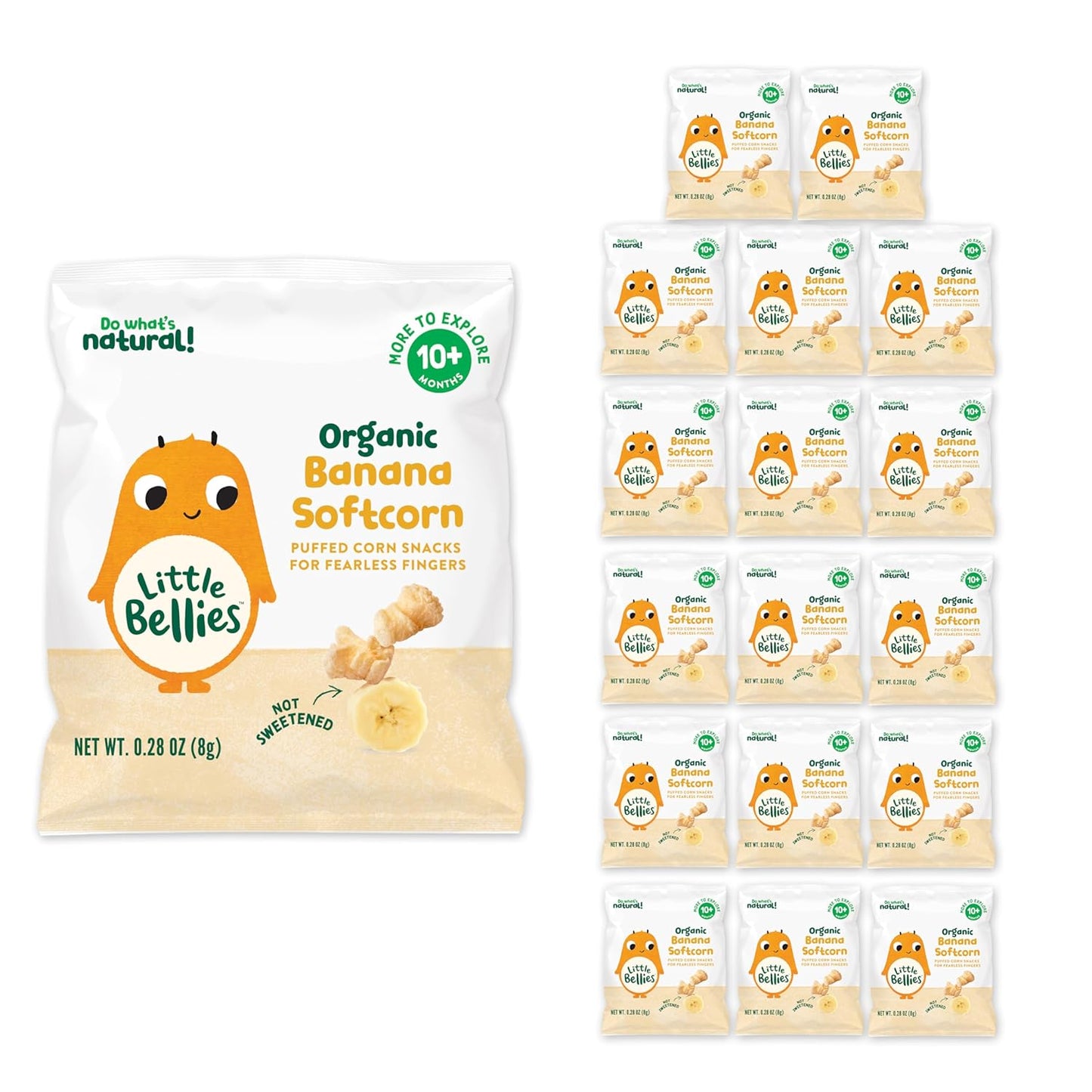 Little Bellies Organic Banana Softcorn Baby Snack (Pack of 18 x 0.28 oz Individual Packs)