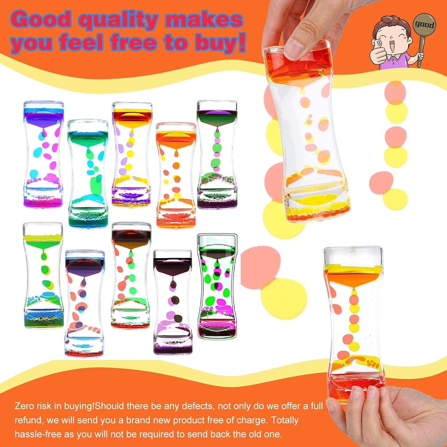 Liquid Motion Bubbler Timer 10 Pack Diamond Shaped Liquid Timer for Fidget Toy,Autism Toys, Children Activity, Calm Relaxing,Penguin Desk Toys and Home Ornament (SF-10 PCS-Liquid Motion Bubble)