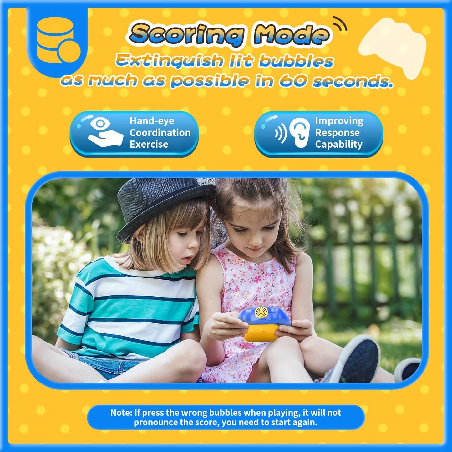 Fast Push Bubble Game, Light-up Pop Game Fidget Toys for Kids and Adults, Electronic Handheld Quick Push Bubble Game, Stress Relief Toys for 6 7 8 9+ Year Old Boys & Girls (Dark Blue)