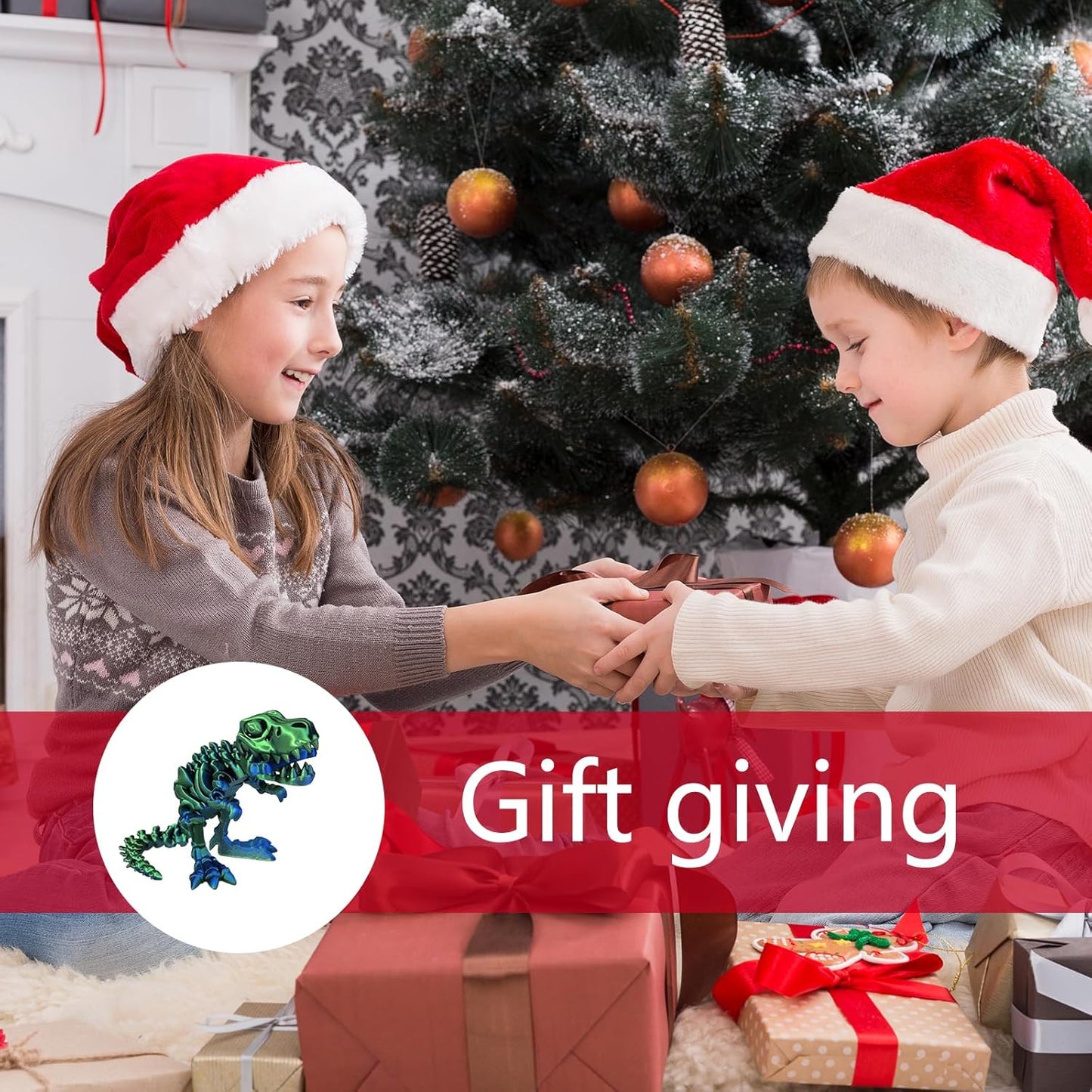 3D Printed Dinosaur Bones Tyrannosaurus Rex Skeleton with Movable Joints, 3D Model Skull T-Rex, Flexible Articulated Dinosaur Fidget Toys Adults for Autism/ADHD