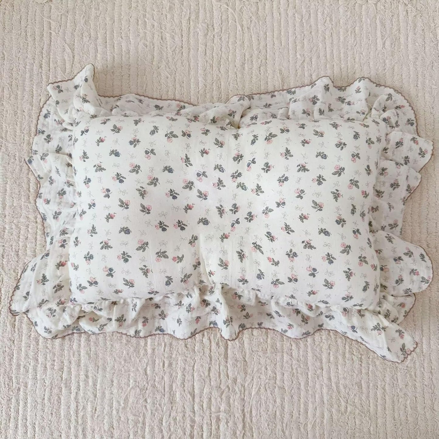 BuLuTu Muslin Cotton Kids Pillowcase Standard Size, 20"x26", Pink Bellflower Print Pillow Covers Soft Breathable Oeko-TEX Certified Girls Pillow Cases for Travel/Daycare/Nursery Decor,1 PC