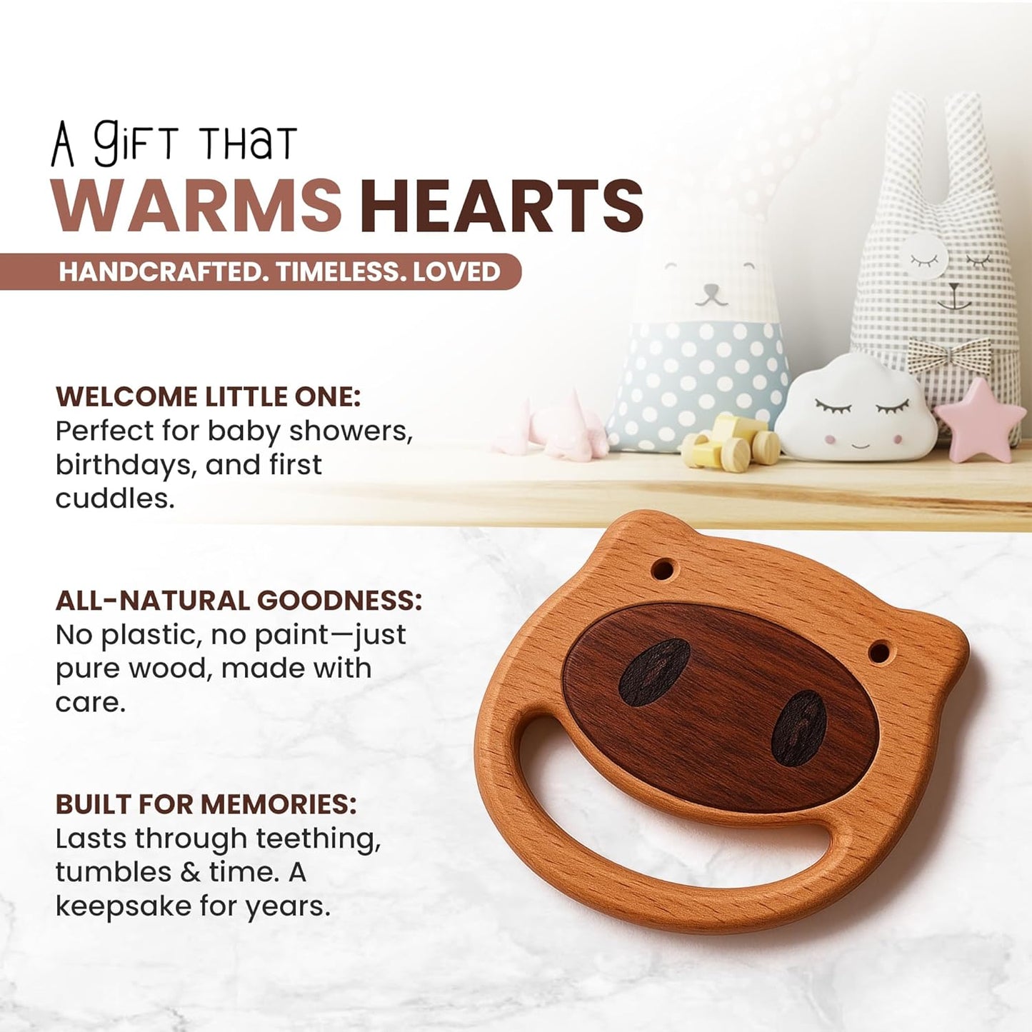 100% Wooden Baby Toy | No Paint, No Plastic | Eco-Friendly Rattle for 0β6 Months