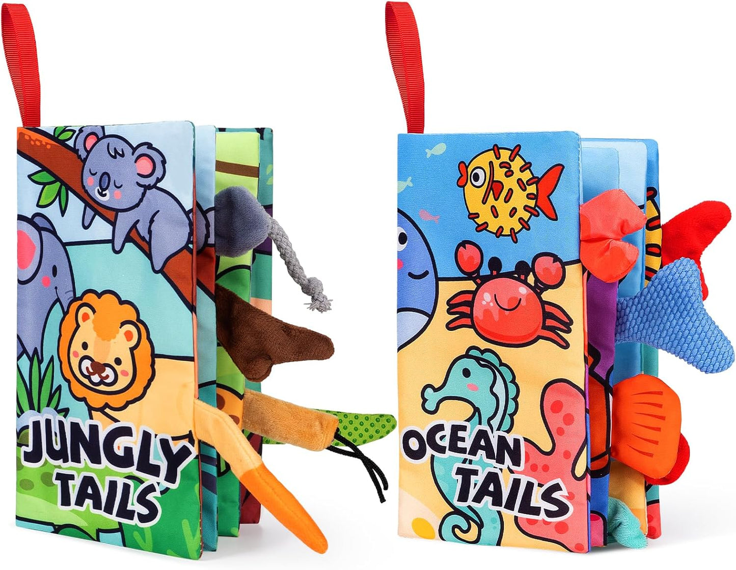 Baby Books 0-6 Months, 2PCS Crinkle Books for Babies, Touch and Feel Sensory Books for Babies, Infant Toys 0-6 Months, Soft Fabric Toy Shower Gift, Baby Crinkle Book - 4 Page Blue