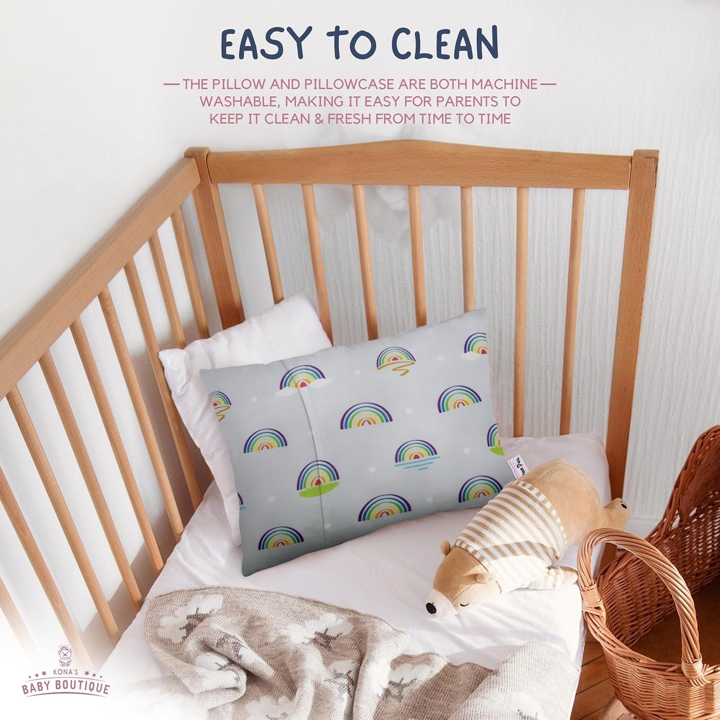 Kona's Perfect Toddler Pillow - Softest Pillowcase, 13 x 18 Inch, Ages 2-3