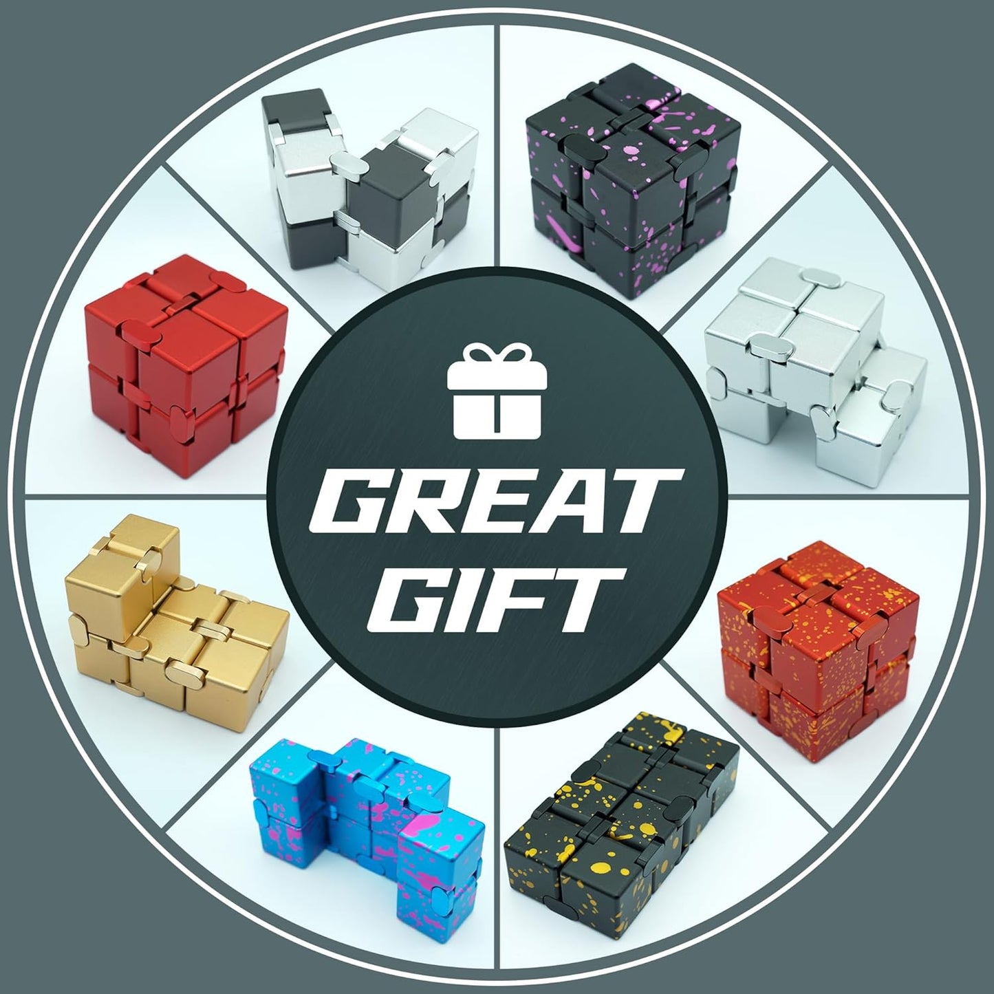Fidget Infinity Cubes Metal, Desk Fidgets for Kids Adults, Hand Toys for Anxiety, ADHD, EDC, Stress Relief Sensory Toys for Teens (Silver)