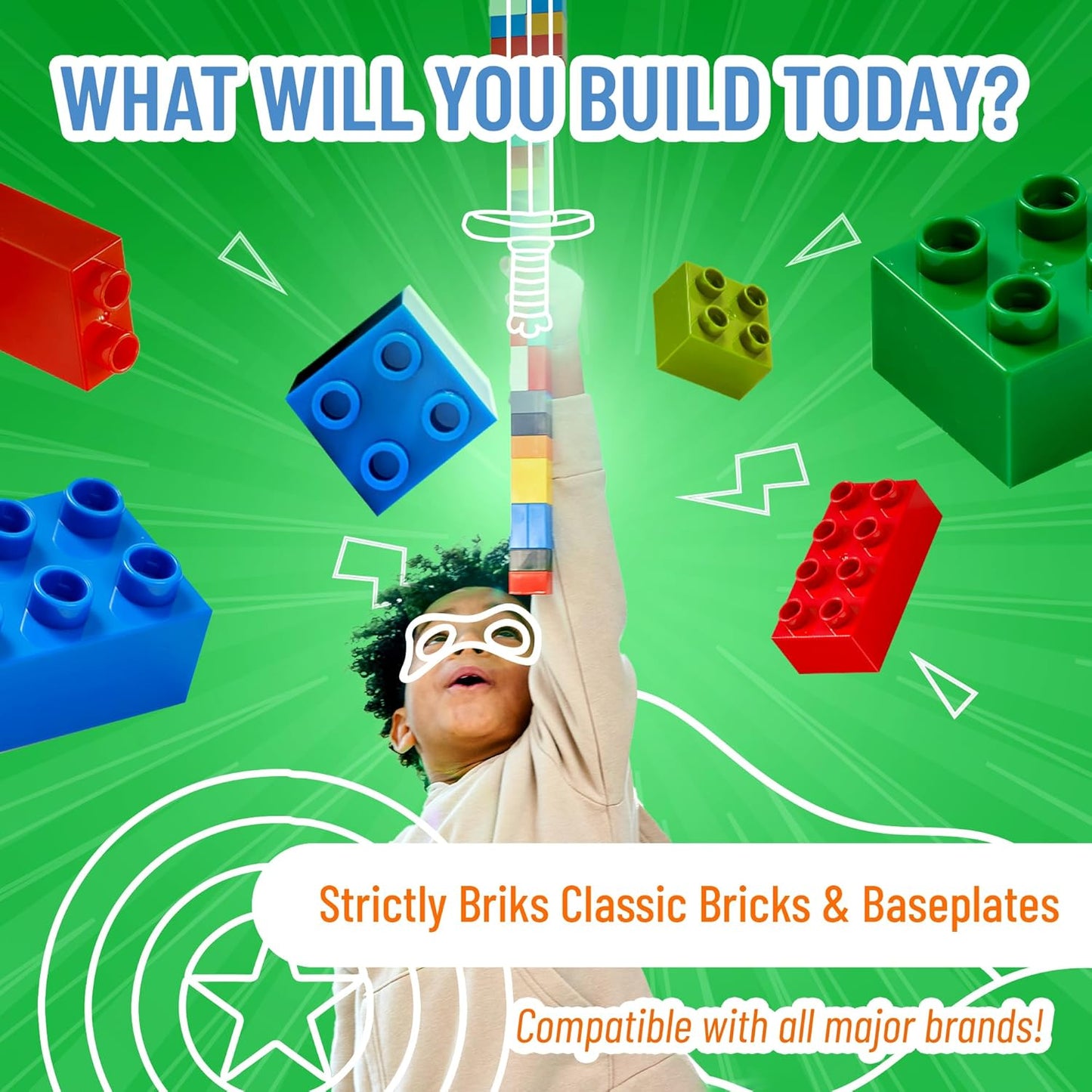Strictly Briks Classic Bricks Starter Kit – 96 White 2x4 Building Blocks – Creative Set for Kids Ages 3+ – 100% Compatible with Major Brick Brands