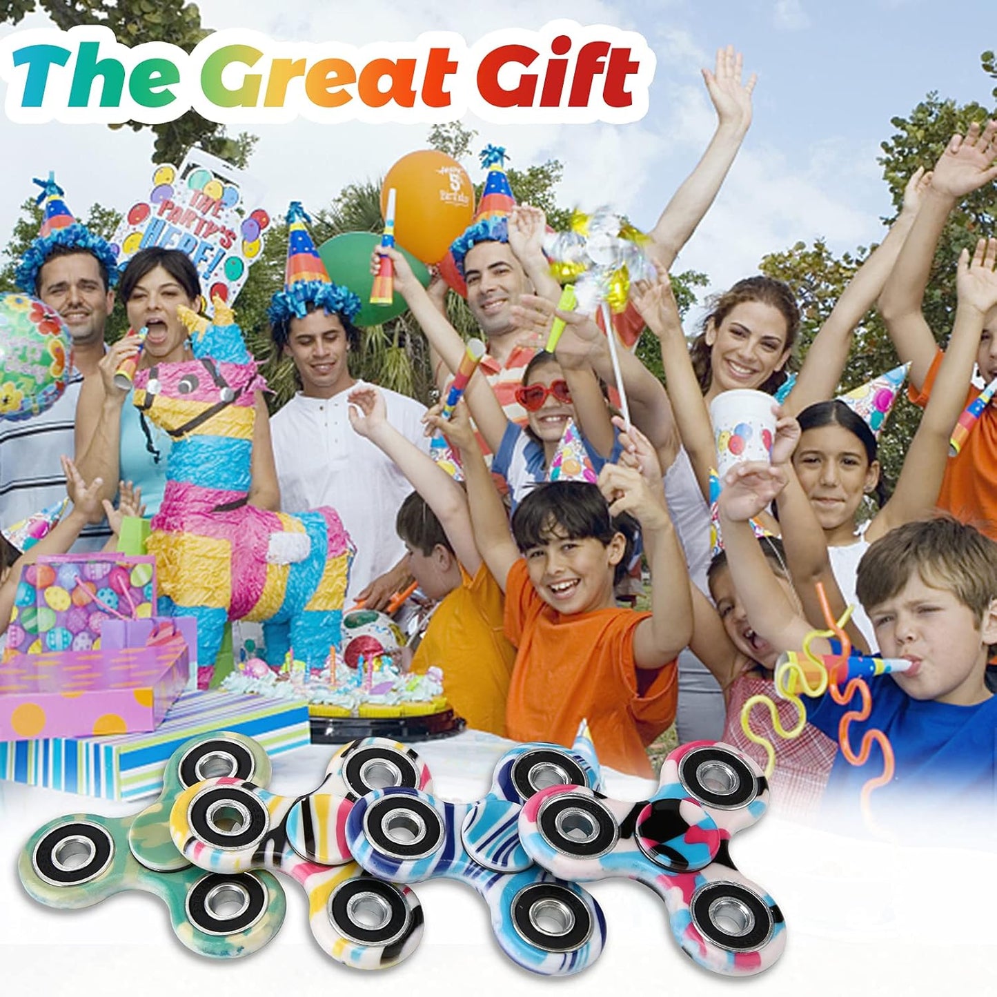 SCIONE 12 Pack Fidget Spinner Toy, Finger Spinner Fidget Pack-Anxiety Toys Stress Relief Reducer- Party Favors for Kids/Adults Birthday Party Favor Goodie Bag Stuffers Classroom Prizes