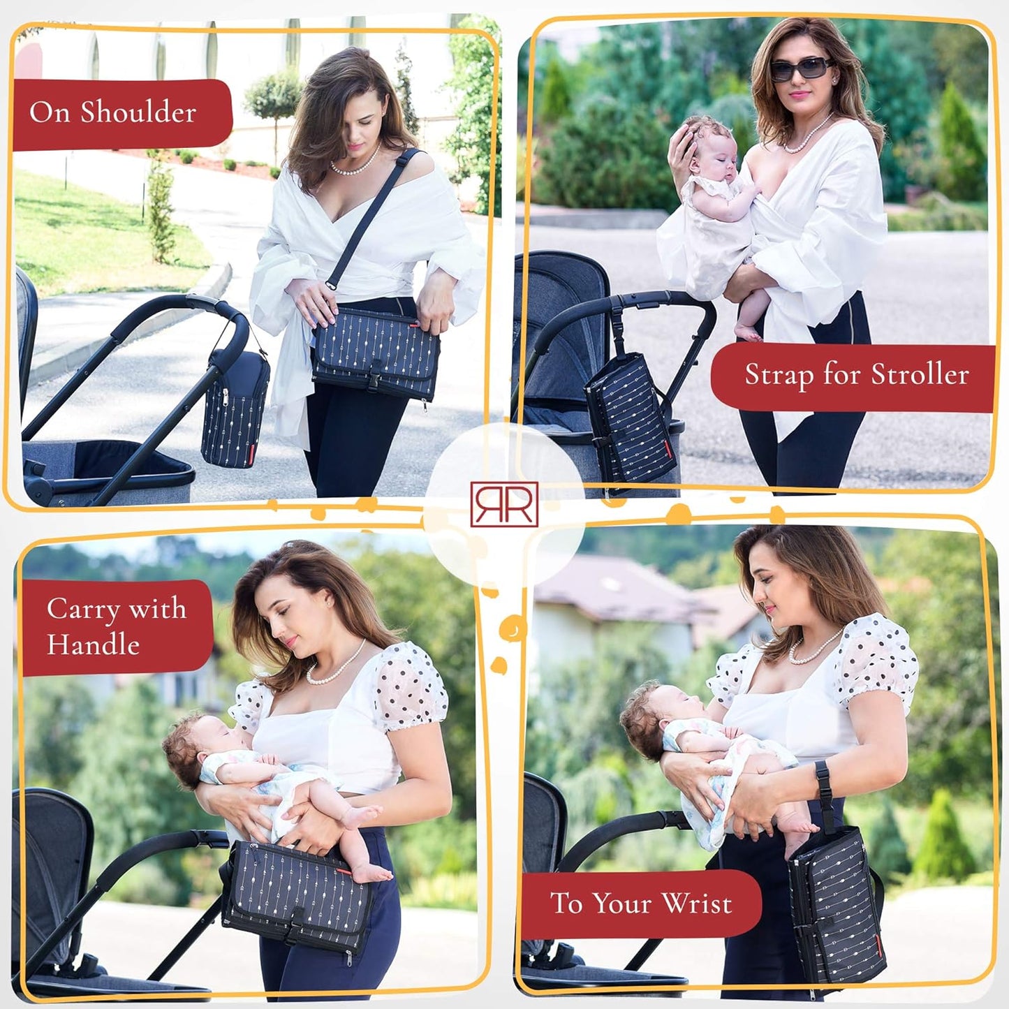 Portable Diaper Changing Pad Waterproof – B0NUS Insulated Baby Bottle Bag, 2-in-1 Diaper Clutch and Changing Mat, Wipe Clean Portable Changing Pad with Built-in Head Cushion (Black)