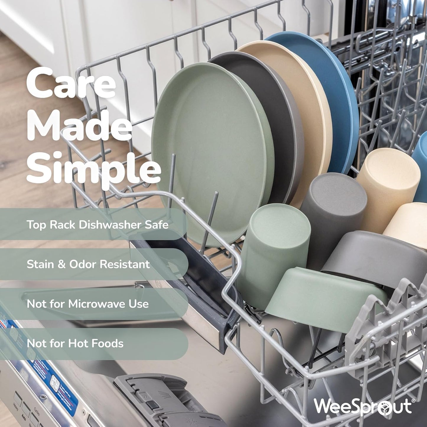 WeeSprout Bamboo Kids Bowls, Set of Four 10 oz Kid-Sized Dinnerware, Cereal, Leftovers & Snack Bowl, Dishwasher Safe (Blue, Yellow, Orange, & Red, 10 Oz)