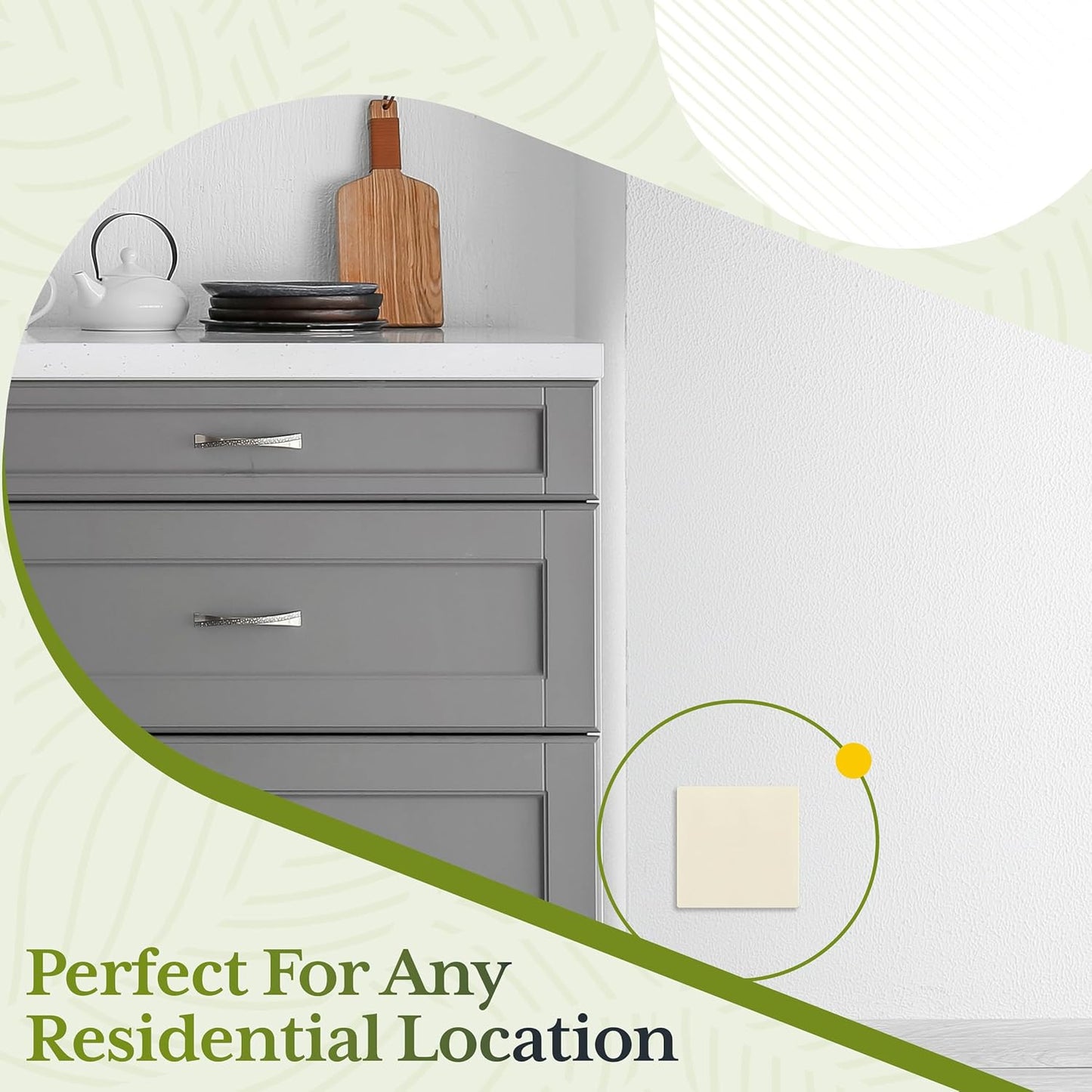 TG Screwless Double Blank Wall Plate, Child Safe Blank Device Outlet Cover, Mid-Size 2-Gang 4.88" H x 4.92" L, Polycarbonate Thermoplastic, UL Listed, SP-MB2-LA5P, Light Almond (5 Pack)