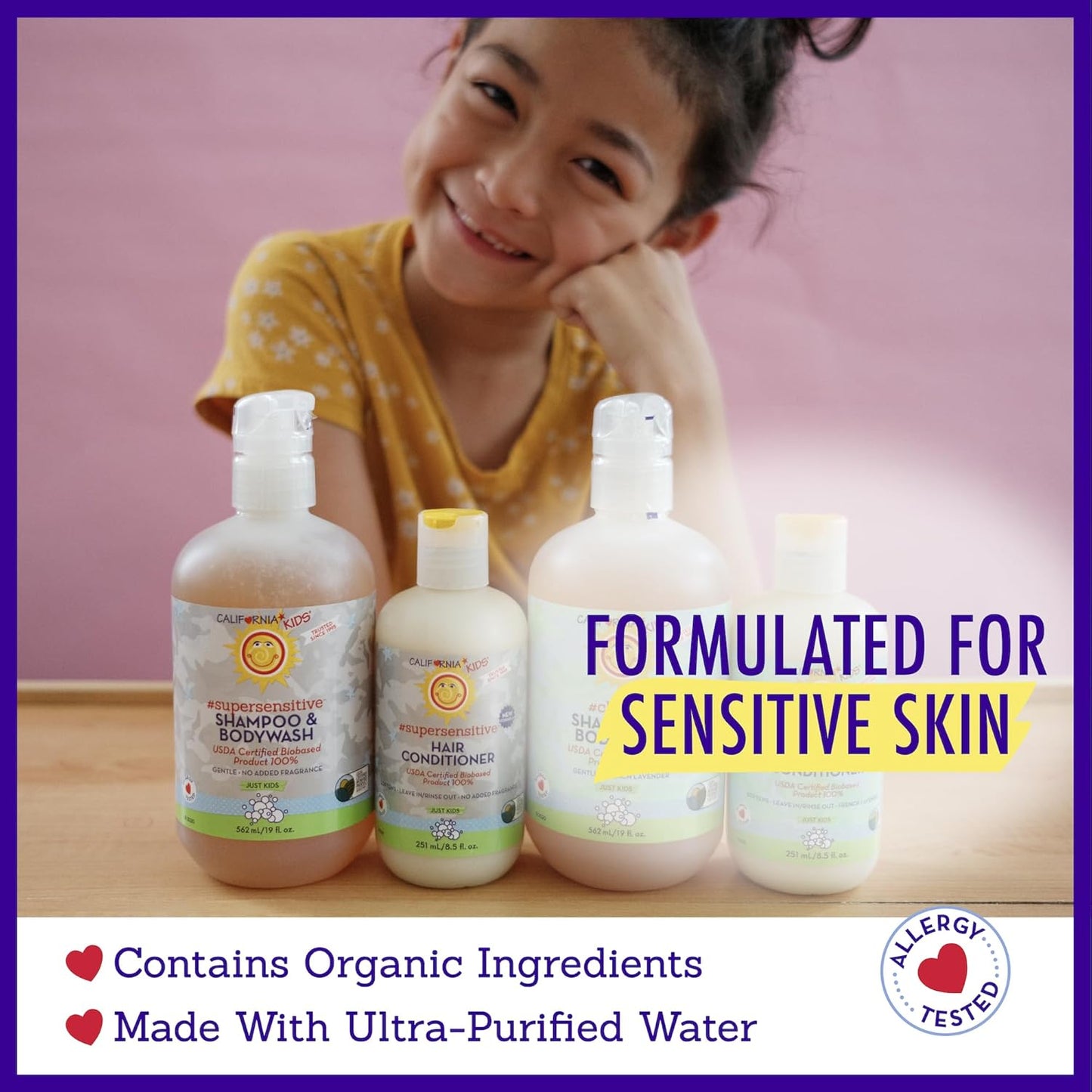 California Kids Conditioner | Super Sensitive | Unscented | 100% Plant-Based | Rinse-out or Leave in Conditioner | Moisturizing | 251 ml / 8.5 oz