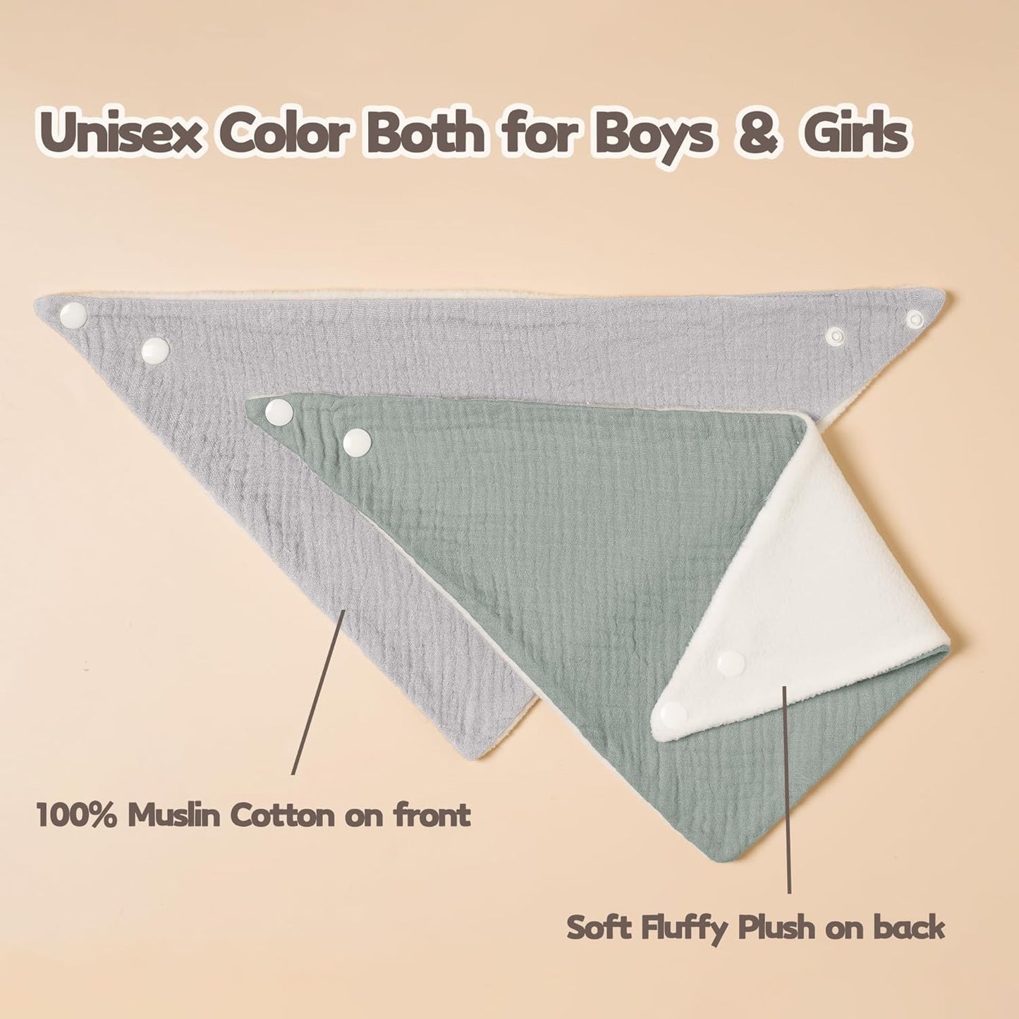 Susurration Muslin Baby Bibs 10Pack Baby Bandana Drool Bibs Soft Adjustable Newborn Bibs for Unisex Baby Girls & Boys (Bluegreen)