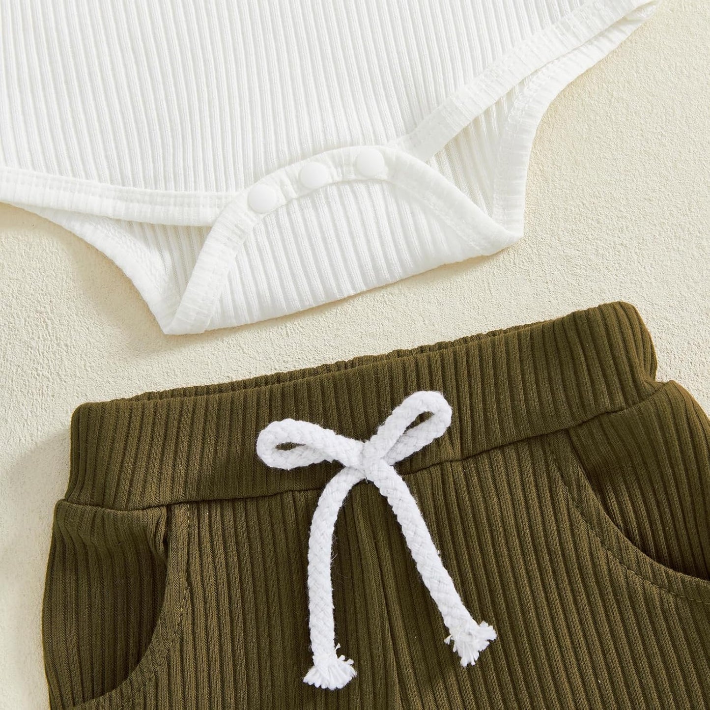 fhutpw Baby Boy Clothes 3 6 12 18 Months Ribbed Knitted Long Sleeve Romper and Pants Sets Newborn Fall Splicing Color Outfits