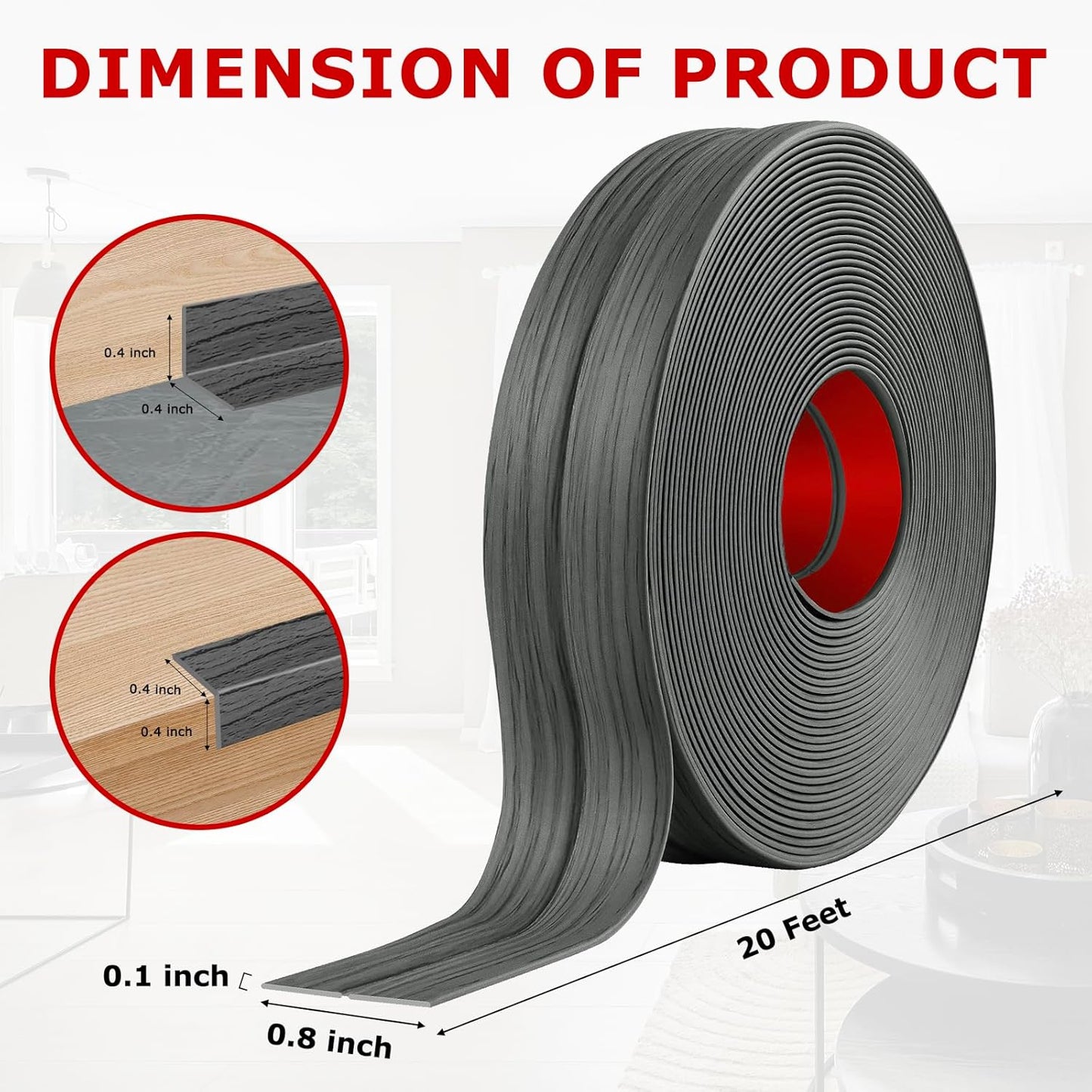 Flexible Wall Corner Protector Moulding Trim Peel and Stick Wall Corner Guards Edge Protector Self Adhesive Molding Trim Strip for Edge Ceiling (Deep Gray Wood Grain, 0.8 in x 20 Ft)