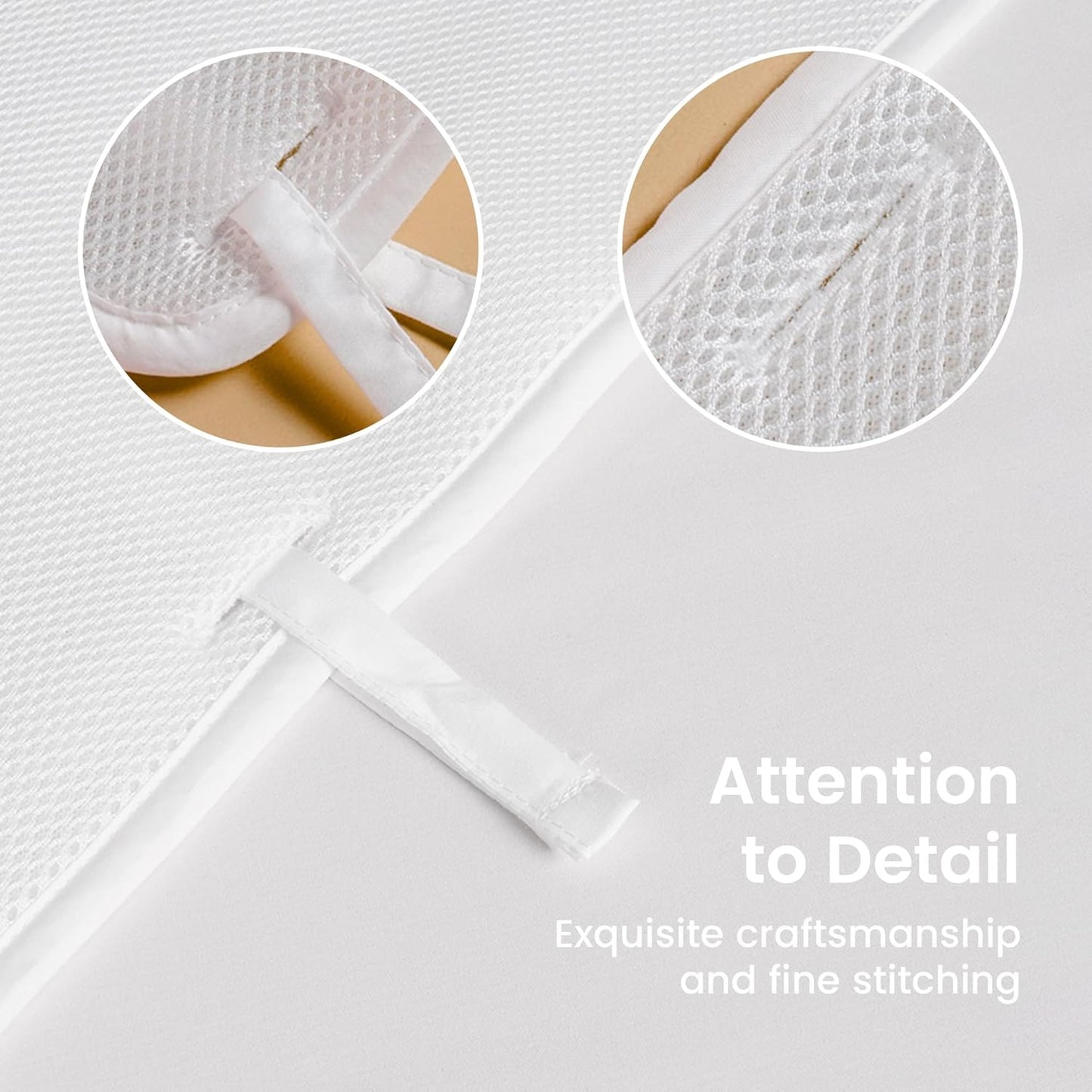 1-Piece Baby Crib Rail Covers for Teething – Add-On Breathable Mesh Rail Guard (51" x 7"), Padded Protector, White (No Pocket) – Complements 3-Piece Set