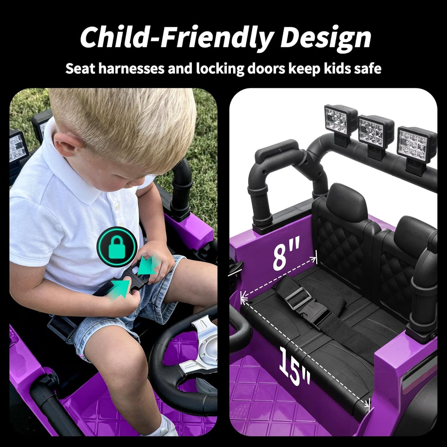 12V Kids Ride on Car Truck, Kids Electric Vehicles Car Ride on Toy for Toddlers 3-5 with Remote Control - Purple