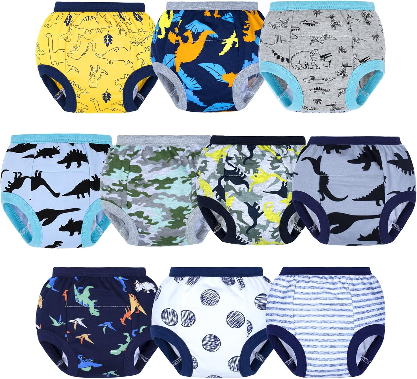 BIG ELEPHANT Potty Training Underwear - 10 Pack, 100% Cotton Absorbent Unisex Toddler Pee Pants for Boys Girls
