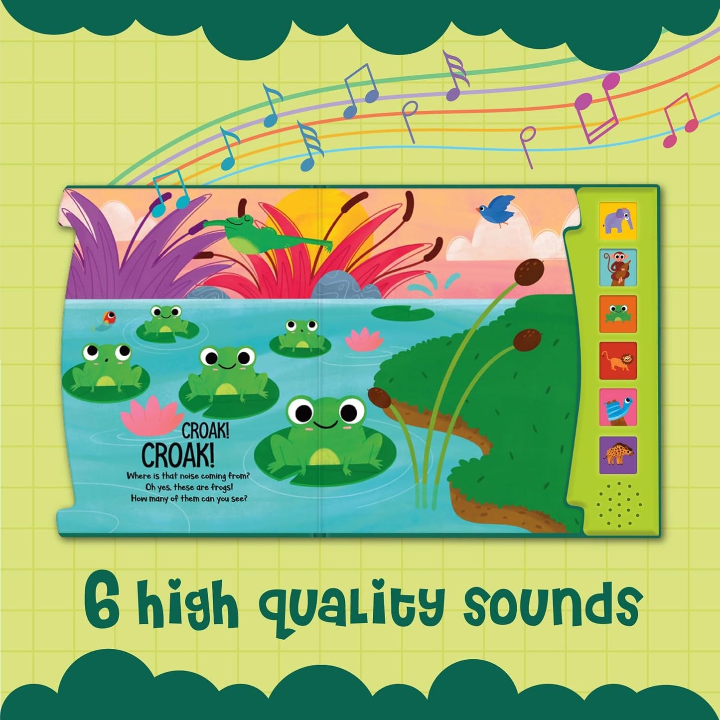 What A Noisy World - Sounds of Jungle - Auditory Interactive Books - Musical Toys for Toddlers 3-5 - Musical Book for Toddlers with 6 Different Sounds - Screen-Free Birthday Gifts