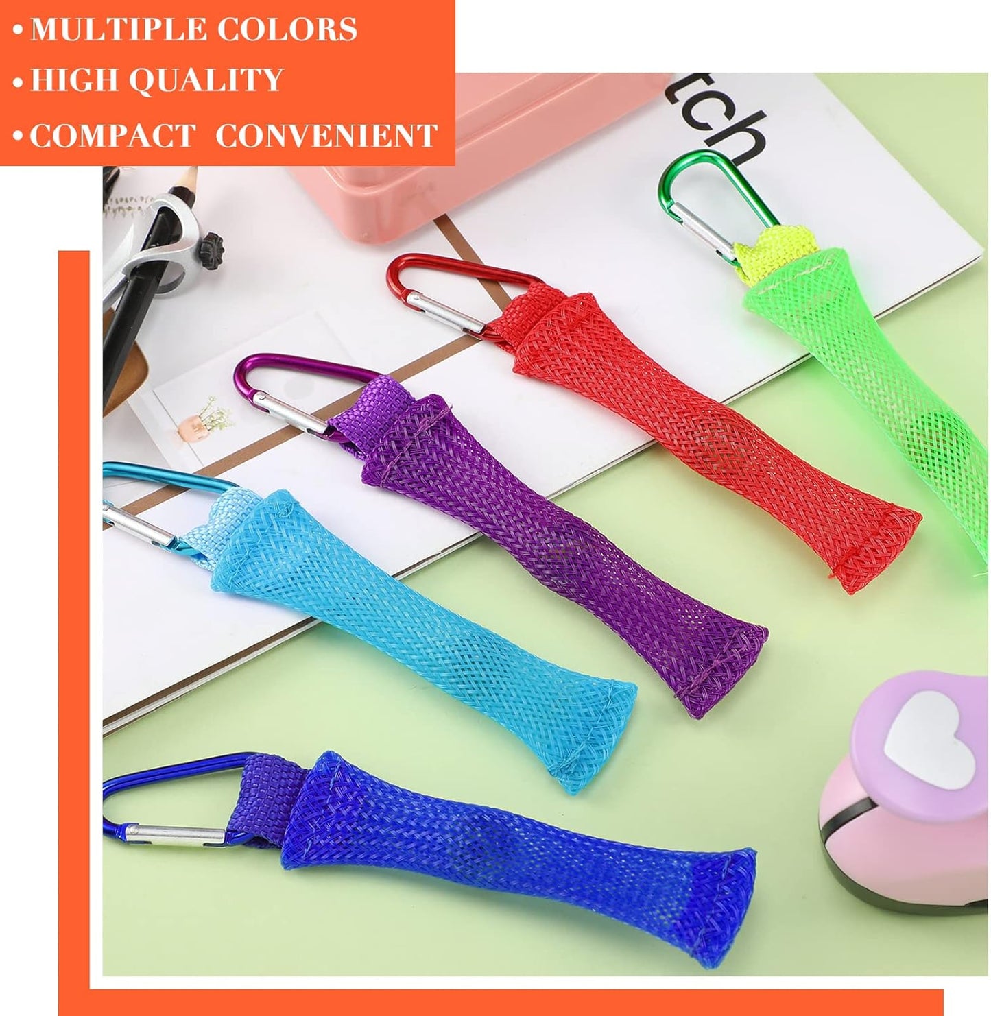 Kathfly 20 Pieces Fidget Marble Mesh Fidget Toy with Buckle Colorful Fidgets Sensory Marble Fidget for Stress Relieve Adults Office, 5 Colors