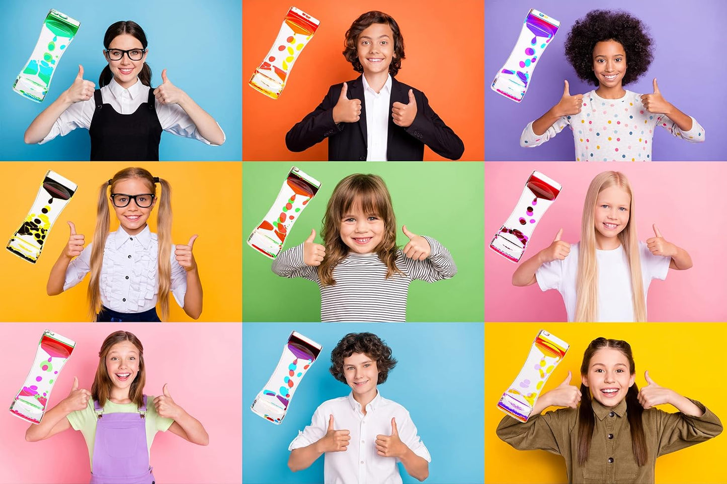 Liquid Motion Bubbler,9 Pack Floating Sensory Play Water Timer Fidget Toys for Adults and Kids,Calm Relaxing Autism ADHD Children Activity, Colorful Hourglass for Sensory Play