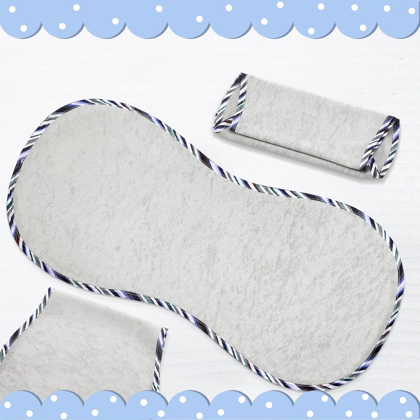 Timgle 6 Pcs 13 x 29 Inch Peanut Shape Changing Pad Liner Peanut Changing Pad Liner Portable Soft Washable Reusable Waterproof Diaper Mats Easy to Clean(Gray)